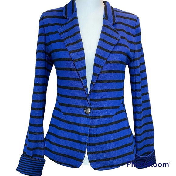 Olive & Oak Blue and Black Strip Jacket - Picture 1 of 9